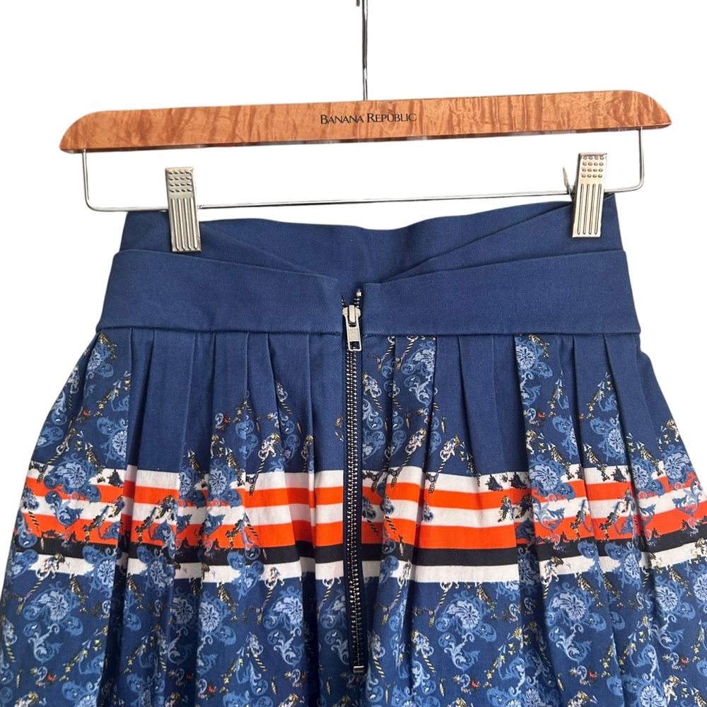 NWT Preen Line Paisley Blue Celine Skirt Pleated A-Line w/ Zip Pockets Sz XS - Picture 8 of 9